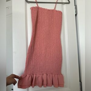Never Worn Pink Ruffled Strap Dress